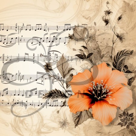Decoupage - Blomster og musikk