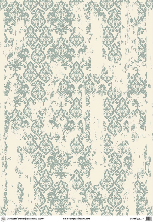 Belles & Whistles Decoupage Paper Distressed Damask 1 sheets of 59 x 84cm