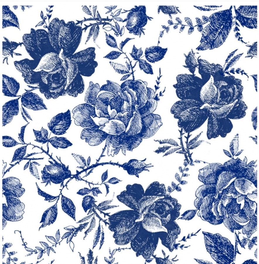 Belles & Whistles Decoupage Paper Blue Sketched Flowers 3 sheets of 30 x 42cm