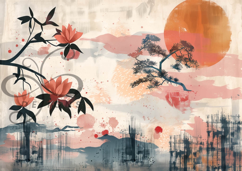 Painted Serenity A1 (84x59cm). A1 format decoupage eller fine art.
