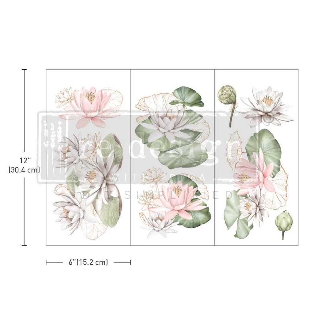 Decor Transfers – Water Lilies - 3 sheets, 30,4 cm x 15,2cm