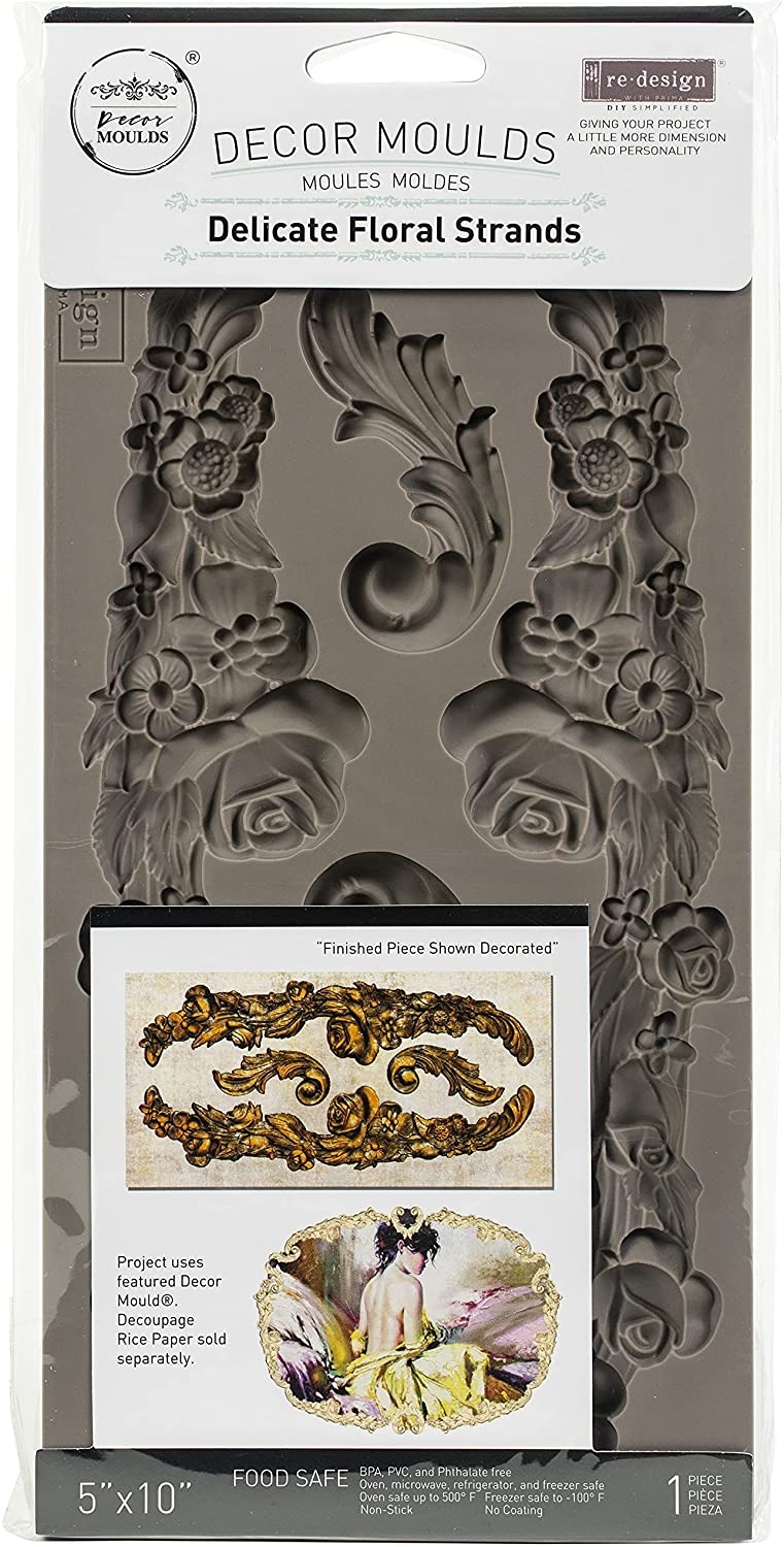 Redesign Décor Moulds® 5″x10″- Delicate Floral Strands (12,5x25cm)

