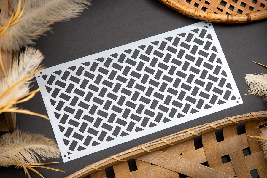 This stencil is perfect for creating a beautiful 3D or smooth finish basket weave look to any piece.  Repeating pattern allows you to use this not only on drawer fronts and sides, but larger pieces as well. If you love to decorate with baskets, you will l