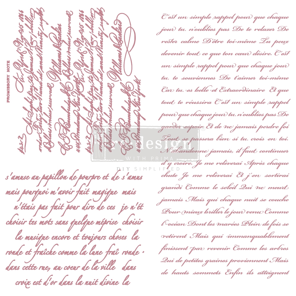 Redesign Decor Stamp – Vintage Script – 12″x12″ (3 pcs)  (30,5x30,5cm)