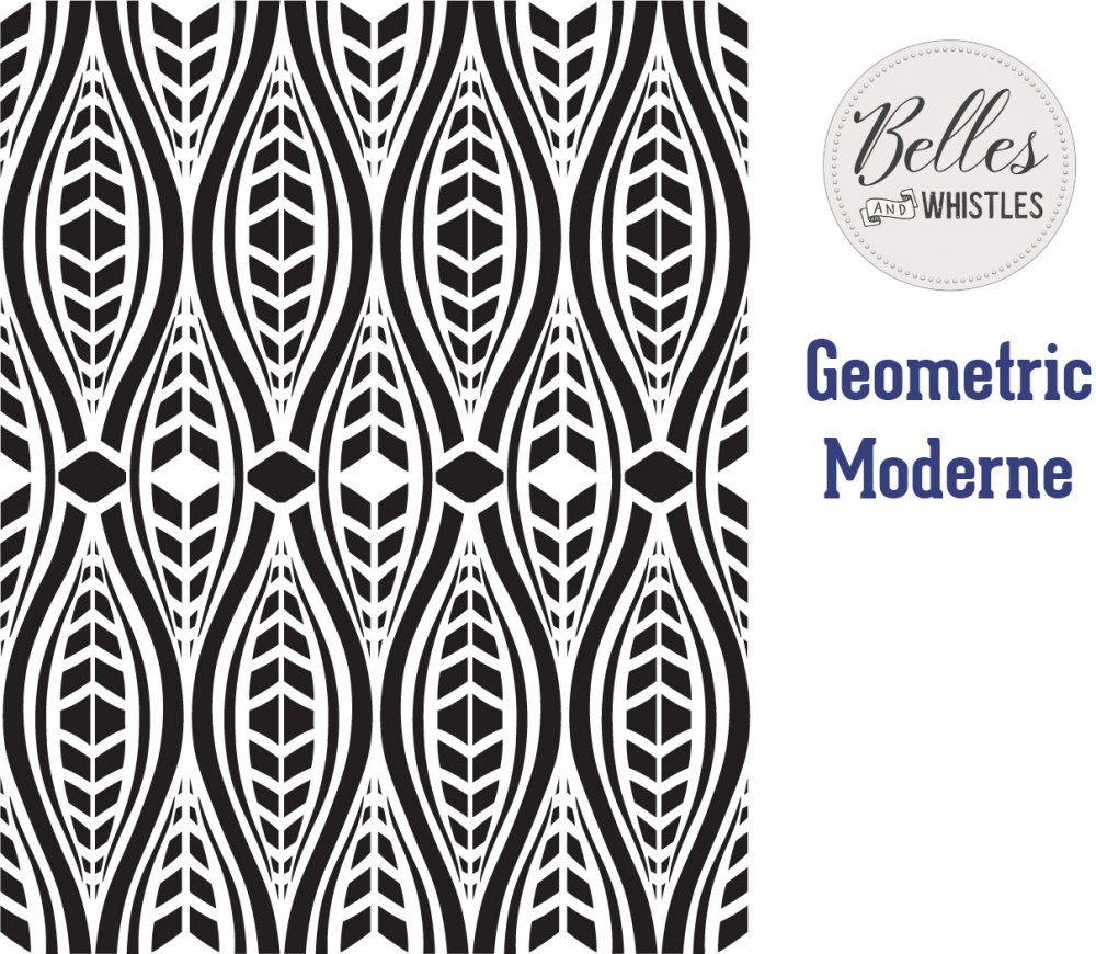 This Geometric Moderne stencil allows for a fun design on any project. Give your piece a modern style that's simple and unique.
Create a raised pattern by using Dixie Belle Mud to fill your stencil, or simply apply the stencil directly to your project 