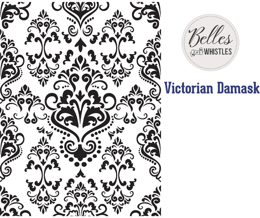 Dixie Belle stensil / sjablong Ikke selvklebende-gjenbrukbar Victorian Damask 40x50cm