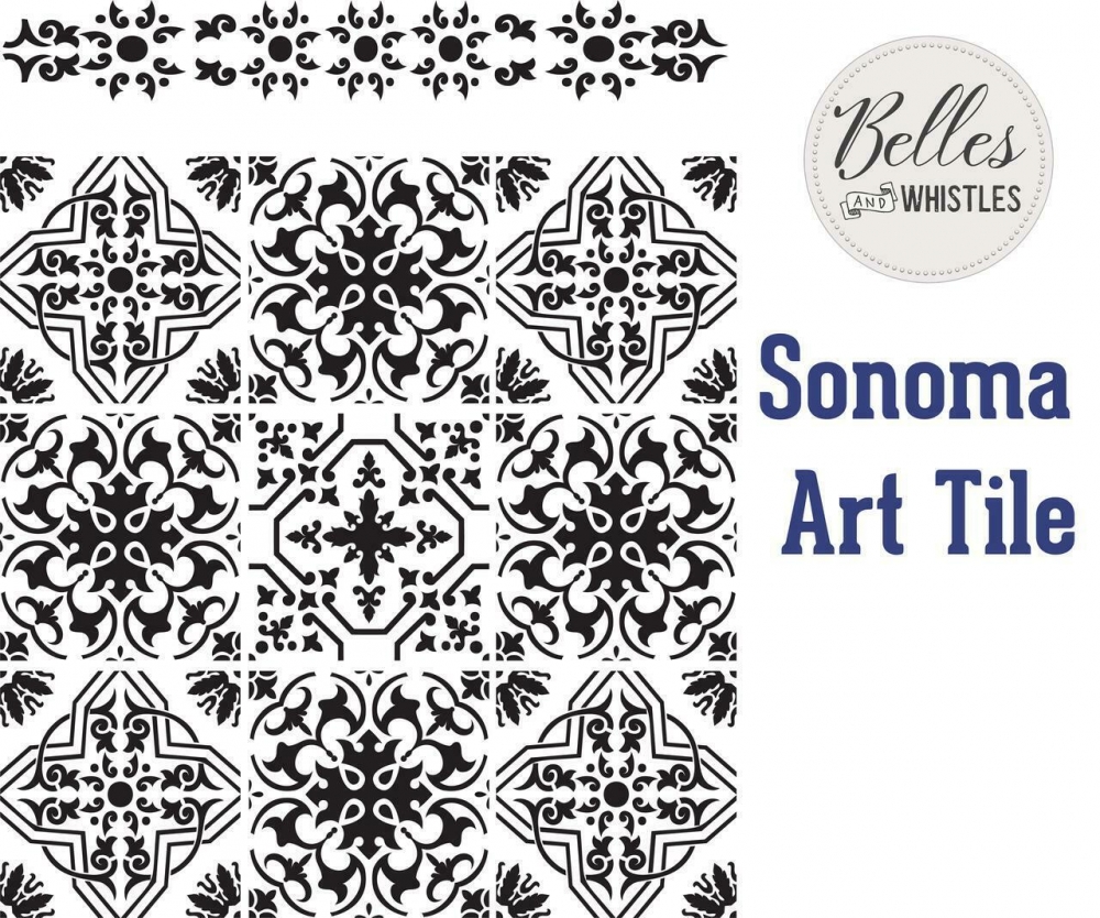 Dixie Belle stensil / sjablong Ikke selvklebende-gjenbrukbar Sonoma Art Tile 14
